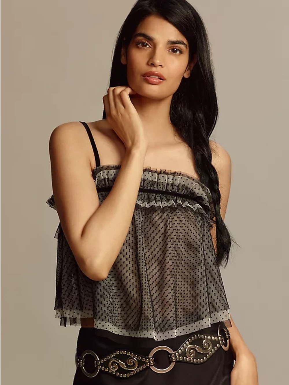 NWT Anthropologie Maeve Love Letter Tank Black and White